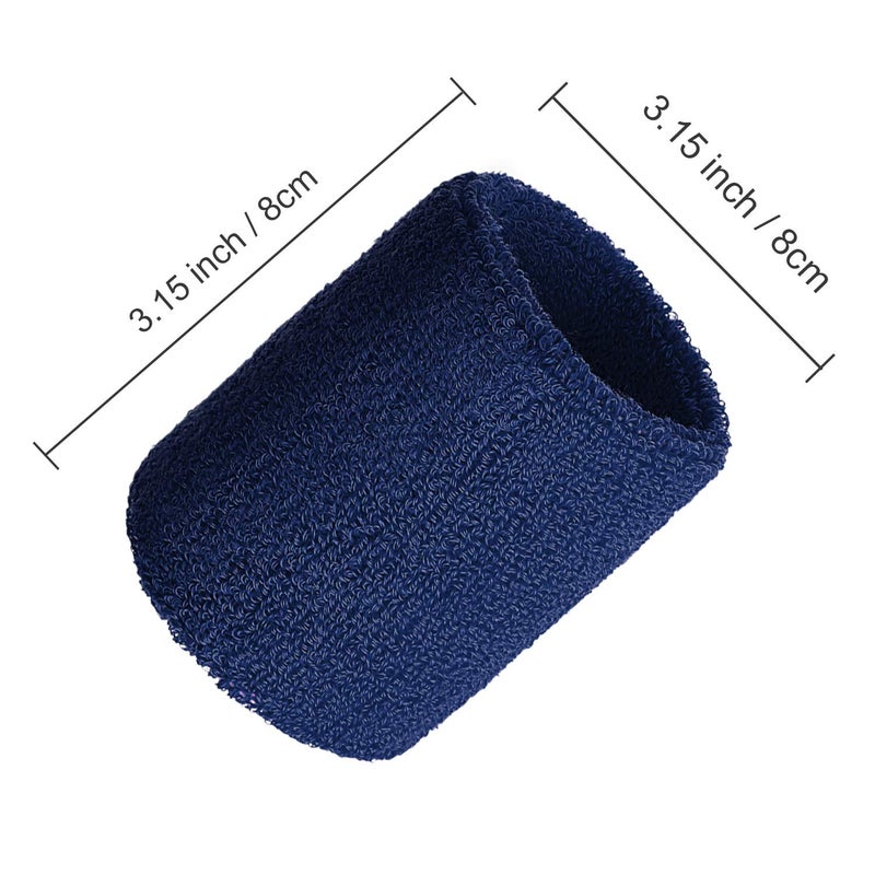 Bememo 12 Pack Wristbands Sweatband for Women Men, Neon Colored Sport Wrist Bands, Tennis Football Basketball Sweatbands, Moisture Wicking Arm Bands for Working Out(3.15 Inch,Navy Blue) - Image 3